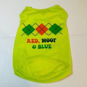 RED WOOF & BLUE Light green small dog shirt Fourth of July Patriotic pet shirt